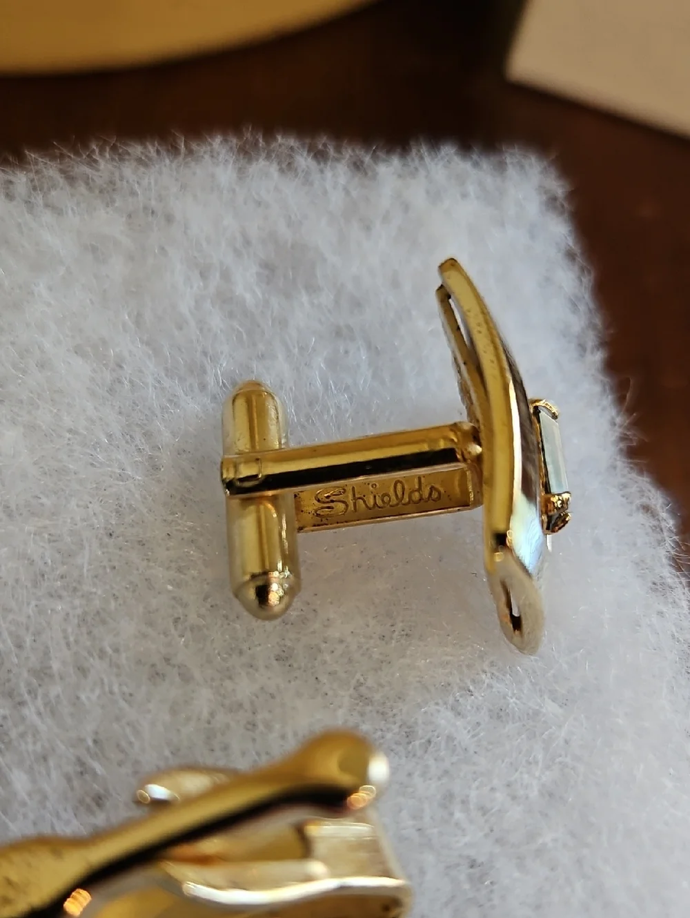 Shields Smokey Quartz Gold Tone‎ Vintage Cufflinks And Tie Tack